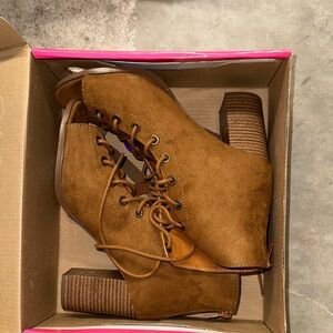 Charlotte Russe Tan Lace-Up Boots